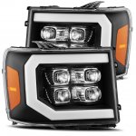 2011 GMC Sierra 2500HD Black LED Quad Projector Headlights DRL Dynamic Signal Activation