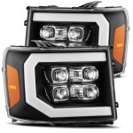 2007 GMC Sierra 2500HD Black LED Quad Projector Headlights DRL Dynamic Signal Activation