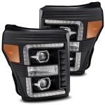 Ford F550 Super Duty 2011-2016 Black LED Projector Headlights DRL Dynamic Signal Activation