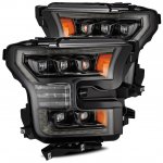 2015 Ford F150 Glossy Black Smoked LED Quad Projector Headlights DRL Dynamic Signal Activation