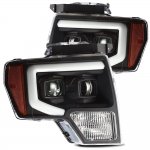 2011 Ford F150 Black LED Projector Headlights DRL Dynamic Signal Activation