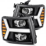 Chevy Silverado 2500HD 2007-2014 Glossy Black LED Projector Headlights DRL Dynamic Signal Activation