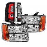2009 GMC Sierra 3500HD Headlights Black LED Tail Lights