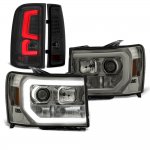 2009 GMC Sierra Smoked DRL Projector Headlights LED Tail Lights