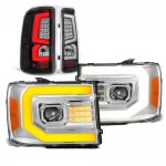 2009 GMC Sierra 3500HD Projector Headlights DRL Dynamic Signal Black LED Tail Lights
