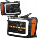 2009 GMC Sierra Denali Black DRL Projector Headlights LED Dynamic Signal