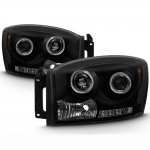 2006 Dodge Ram 3500 Black Smoked Halo Projector Headlights with LED