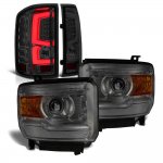 GMC Sierra 1500 2014-2015 Smoked Projector Headlights Custom LED Tail Lights