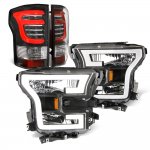 Ford F150 XL 2015-2017 Black DRL Headlights Custom LED Tail Lights