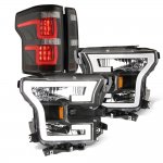 Ford F150 XL 2015-2017 Black DRL Headlights Smoked Full LED Tail Lights