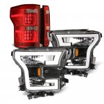 Ford F150 XL 2015-2017 Black DRL Headlights Full LED Tail Lights Red
