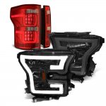 2017 Ford F150 XL Smoked DRL Headlights Full LED Tail Lights Red