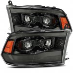 2016 Dodge Ram 5th Gen Glossy Black Smoked Projector Headlights LED DRL Dynamic Signal