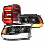 2018 Dodge Ram 3500 New Black Smoked Projector Headlights Red LED Tail Lights