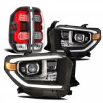 Toyota Tundra 2014-2021 Black DRL Projector Headlights LED Tail Lights