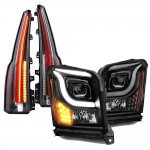 2016 GMC Yukon Black DRL Projector Headlights Full LED Tail Lights Conversion