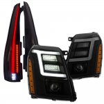 2009 Cadillac Escalade ESV Smoked DRL Projector Headlights Full LED Tail Lights Conversion