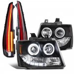 Chevy Suburban 2007-2014 Black Halo Projector Headlights Full LED Tail Lights Conversion