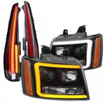 Chevy Tahoe 2007-2014 Black Switchback DRL Projector Headlights Full LED Tail Lights Conversion Chevy Tahoe 2007-2014 Black Switchback DRL Projector Headlights Full LED Tail Lights Conversion