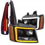2007 Chevy Suburban Black Switchback DRL Projector Headlights Smoked Full LED Tail Lights Conversion