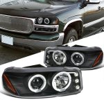 1999 GMC Sierra Black Halo Projector Headlights with LED