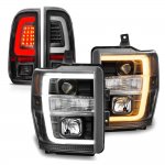 2010 Ford F250 Super Duty Black Switchback DRL Projector Headlights LED Tail Lights
