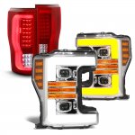 Ford F350 Super Duty 2017-2019 Switchback DRL Projector Headlights LED Tail Lights