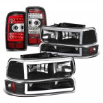 Chevy Suburban 2000-2006 Black LED Tube DRL Headlights Tail Lights