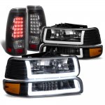 2002 Chevy Silverado 3500 Black DRL Headlights LED Tail Lights
