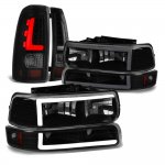 2001 Chevy Silverado 2500 Black Smoked LED Tube DRL Headlights Tail Lights