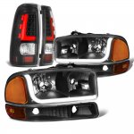 2000 GMC Sierra Black LED Tube DRL Headlights Tail Lights