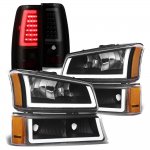 Chevy Silverado 1500HD 2003-2006 Black DRL Headlights Tinted LED Tail Lights