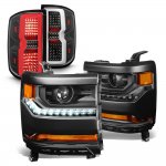 Chevy Silverado 1500 2016-2018 Black HID Projectors Headlights LED Tail Lights Chevy Silverado 1500 2016-2018 Black HID Projectors Headlights LED Tail Lights