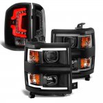 Chevy Silverado 1500 2014-2015 Black DRL Projector Headlights Smoked Custom LED Tail Lights Chevy Silverado 1500 2014-2015 Black DRL Projector Headlights Smoked Custom LED Tail Lights