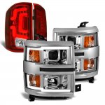 Chevy Silverado 1500 2014-2015 DRL Projector Headlights Custom LED Tail Lights