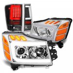 Nissan Titan 2004-2015 DRL Projector Headlights Black LED Tail Lights