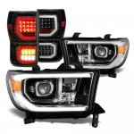 2011 Toyota Tundra Black Facelift DRL Projector Headlights LED Tail Lights
