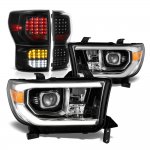 2010 Toyota Tundra Black Facelift DRL Projector Headlights Full LED Tail Lights