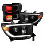 2011 Toyota Tundra Glossy Black Facelift DRL Projector Headlights Tinted LED Tail Lights