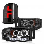 2003 Dodge Ram 3500 Smoked Halo Projector Headlights Custom LED Tail Lights 2003 Dodge Ram 3500 Smoked Halo Projector Headlights Custom LED Tail Lights