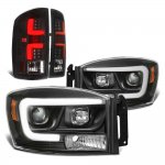 2007 Dodge Ram 3500 Black DRL Projector Headlights Custom LED Tail Lights
