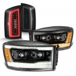 2008 Dodge Ram 3500 Black Smoked New DRL Projector Headlights LED Tail Lights
