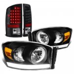 2006 Dodge Ram Black Tube DRL Headlights LED Tail Lights