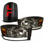 2006 Dodge Ram Smoked Tube DRL Headlights Custom LED Tail Lights