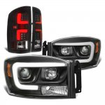 2006 Dodge Ram Black DRL Projector Headlights Custom LED Tail Lights