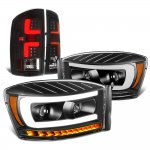 2006 Dodge Ram Black DRL Projector Headlights Dynamic Signals Custom LED Tail Lights