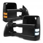 2008 Ford F350 Super Duty Glossy Black Tow Mirrors Smoked Switchback LED Sequential Signal