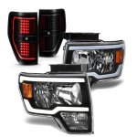 Ford F150 2009-2014 Black LED DRL Headlights Tinted Tail Lights