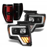 2013 Ford F150 Black LED DRL Projector Headlights Tinted Tail Lights