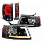 2004 Ford F150 Black Switchback DRL Headlights Full LED Tail Lights